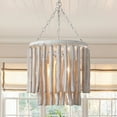 thumbnail image 1 of Parrot Uncle 17" Boho 2-Tier White Wood 4-Light Dimmable Chandelier, 1 of 6