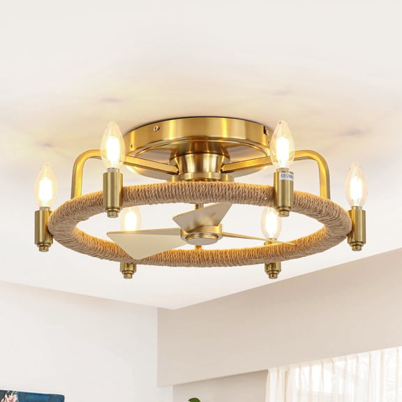 Parrot Uncle 20-Inch Modern Ceiling Fan with Light and Remote, Gold