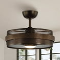 thumbnail image 1 of Parrot Uncle 21" Industrial 3-Blade Drum Ceiling Fan with Remote and LED Light, 3000K LED Ceiling Fan, 1 of 13