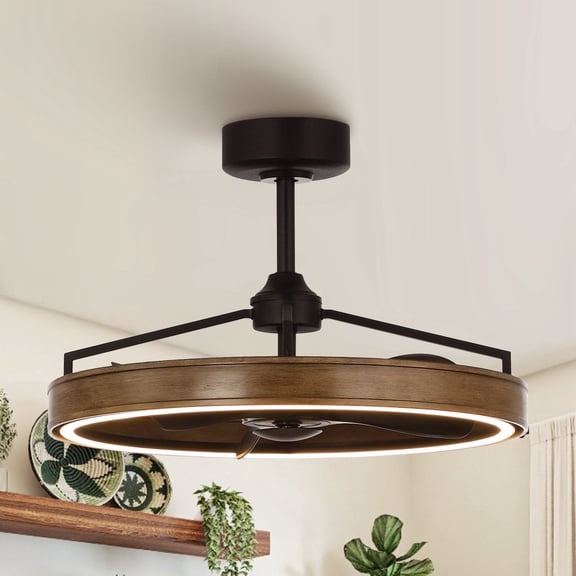 Parrot Uncle 27" Brown 3-Blade Indoor Ceiling Fan with Remote Control and Reversible LED Light