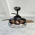 thumbnail image 1 of Parrot Uncle 36 Inch Industrial Ceiling Fan with Light & Retractable Blades Industrial Fandelier, Black, 1 of 12