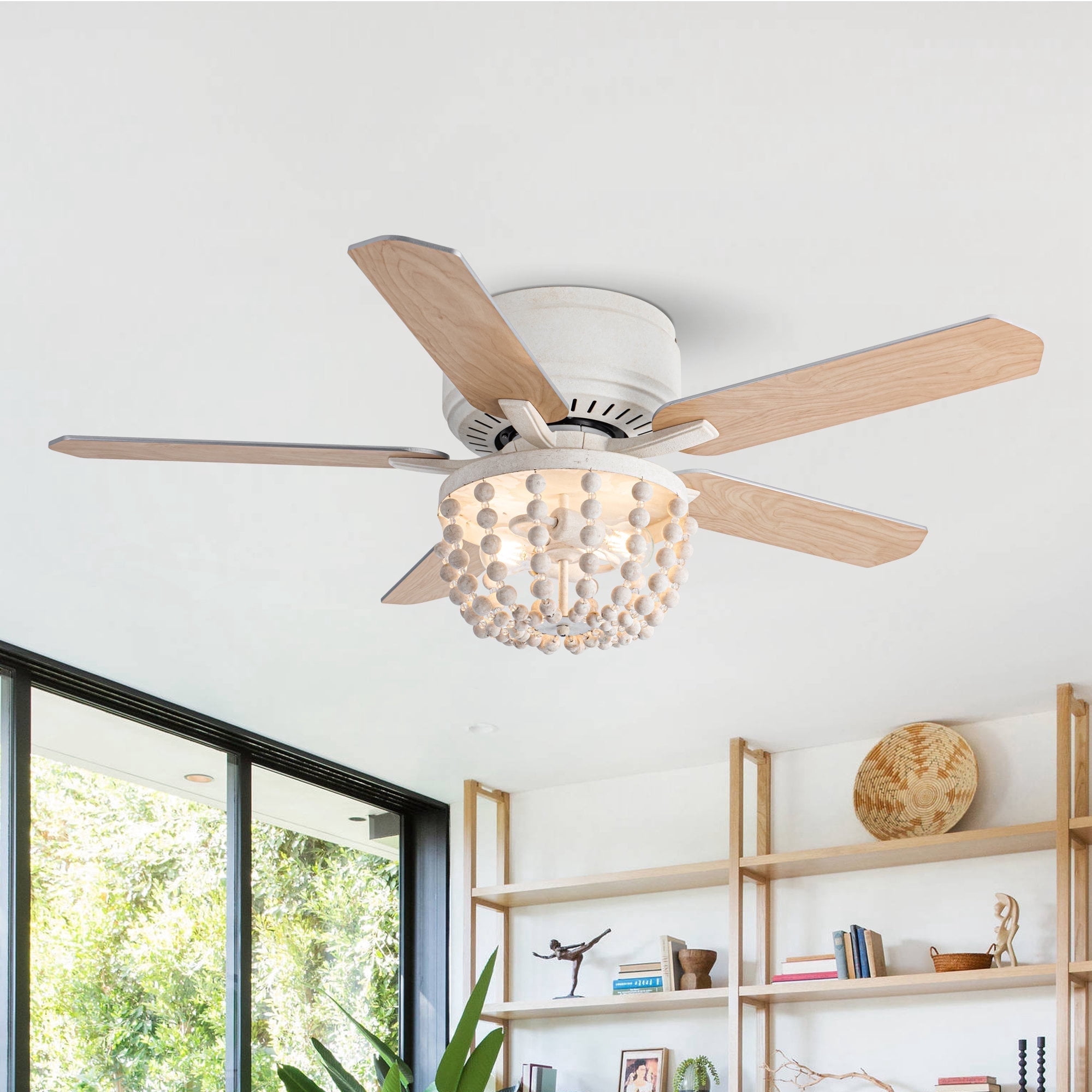Parrot Uncle 48" Bohemia Reversible Ceiling Fan with Remote and Light Kit, Double-Sided Blades