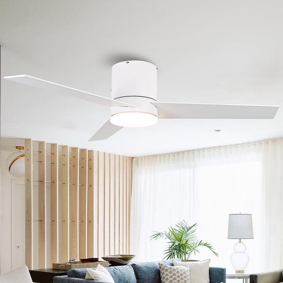 Parrot Uncle 48" Modern Flush Mount Propeller Ceiling Fan with Remote and LED Lights, LED Ceiling Fan, 3-Blade Ceiling Fan