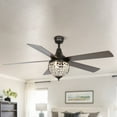 thumbnail image 1 of Parrot Uncle 52" Black Wood 5-Blade Industrial Crystal Ceiling Fan with Remote, 1 of 5