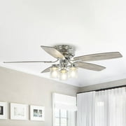 Parrot Uncle 52" Classic Wood 5-Blade Low Profile Ceiling Fan with Remote Chrome Chrome Brushed