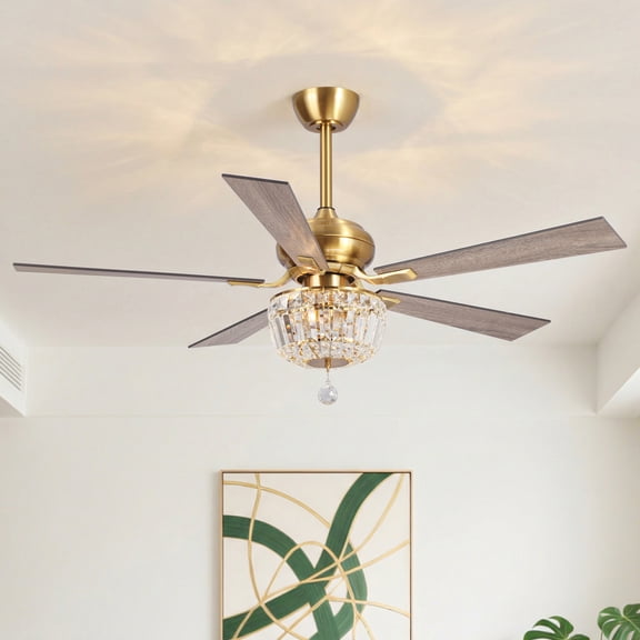 Parrot Uncle 52-Inch Modern Crystal Chandelier Ceiling Fan with Remote Control