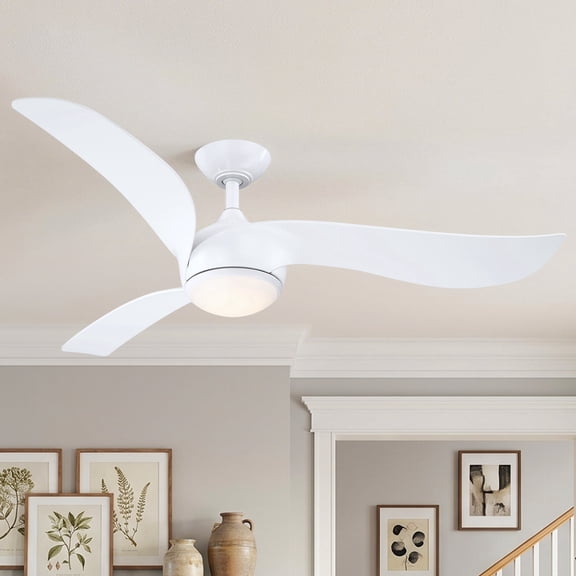 Parrot Uncle 52-Inch Propeller LED Ceiling Fan with Light and Remote, Matte White 3-Blade DC Motor Ceiling Fan for Bedroom Living Room