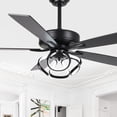 thumbnail image 1 of Parrot Uncle 52" Modern Black 5-Blade Ceiling Fan with Remote and Lights, Down Rod Ceiling Fan, LED Ceiling Fan, 1 of 12