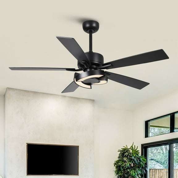 Parrot Uncle 52" Modern 5-Blade Ceiling Fan with Remote and LED Lights, LED Ceiling Fan, Living Room Ceiling Fan