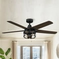 thumbnail image 1 of Parrot Uncle 52 Inch Industrial Ceiling Fan with Lights and Remote, Matte Black Cage Ceiling Fan, 5 Reversible Blades, Farmhouse Ceiling Fan for Indoor, 1 of 10