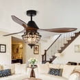 thumbnail image 1 of Parrot Uncle 52-inch Industrial 3-Blade Crystal Ceiling Fan with Remote, 1 of 5