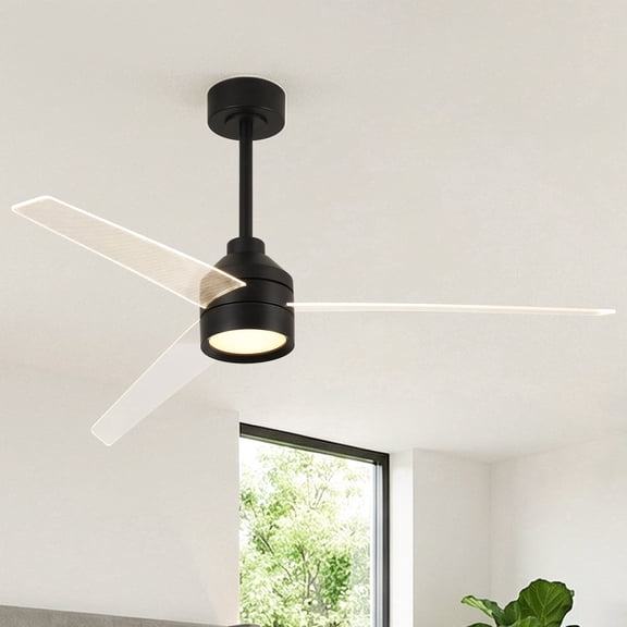Parrot Uncle 55" Modern Propeller LED Ceiling Fan with Light and Remote, Illuminated Acrylic Blades, 8-Speed Reversible DC Motor