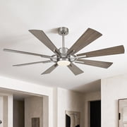 Parrot Uncle 60 inch Satin Nickel Ceiling Fan with LED Light and Remote Control