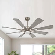 Parrot Uncle 60 inch Satin Nickel Ceiling Fan with LED Light and Remote Control
