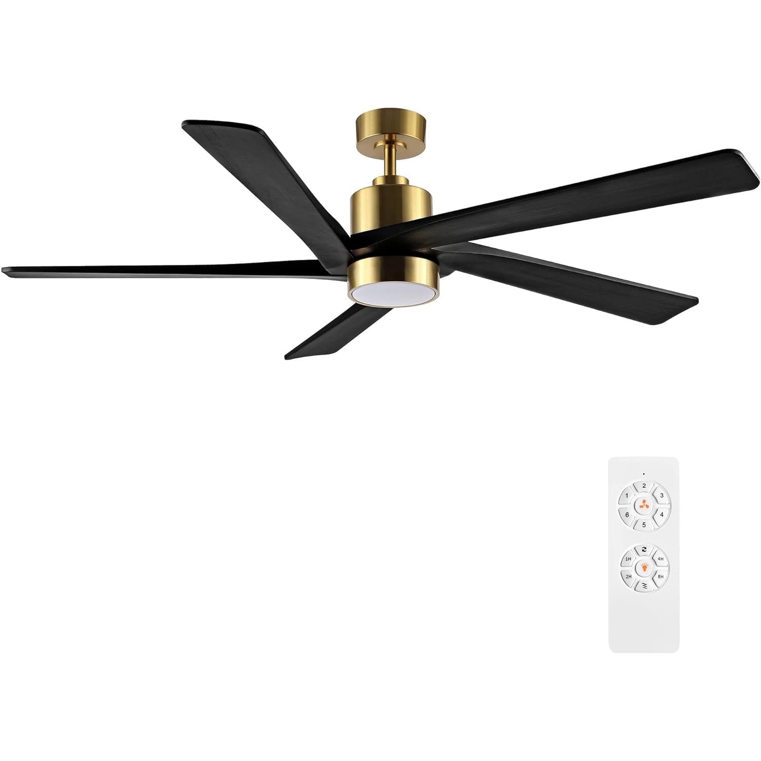 64 Inch Modern Black 5-Blade DC Large Ceiling Fan with LED Lights and ...