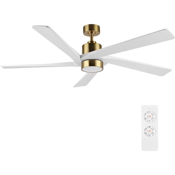 64 Inch Modern White 5-Blade Windmill DC Ceiling Fan with LED Lights and Remote Control, Living Room Ceiling Fan