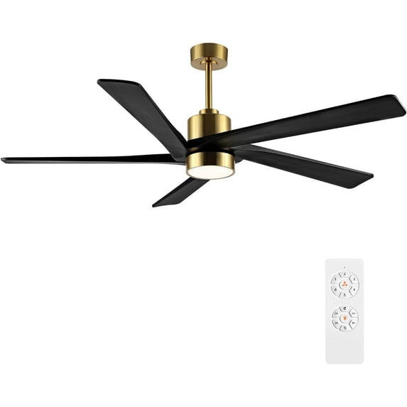 72 Inch Black 5-Blade DC Windmill Ceiling Fan with LED Lights, Remote Control and 3 Downrods