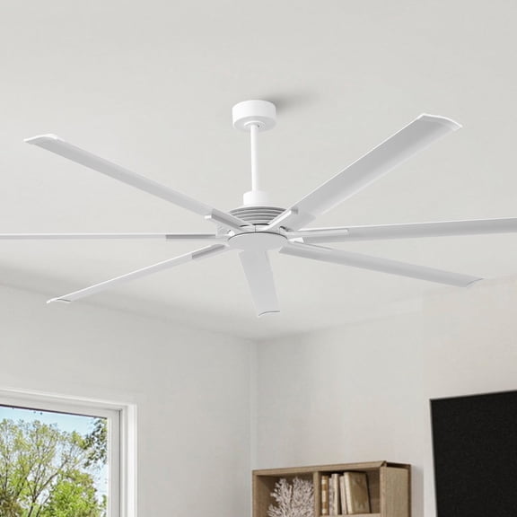Parrot Uncle 84" Modern White HVLS Windmill Ceiling Fan without Light, Large Ceiling Fan with Remote Control