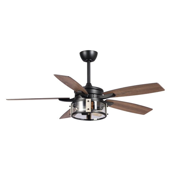 Parrot Uncle Ceiling Fan with Light and Remote Control Industrial Ceiling Fan with Light 52 inch Black Ceiling Fan