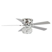 Parrot Uncle Ceiling Fan with Lights and Remote 48 inch Low Profile Chrome Ceiling Fan, 5 Blades