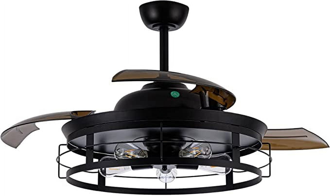 Parrot Uncle Ceiling Fan with Lights and Remote 52 inch Farmhouse Ceiling Fan with Light 5 Bulbs Not Included, Black