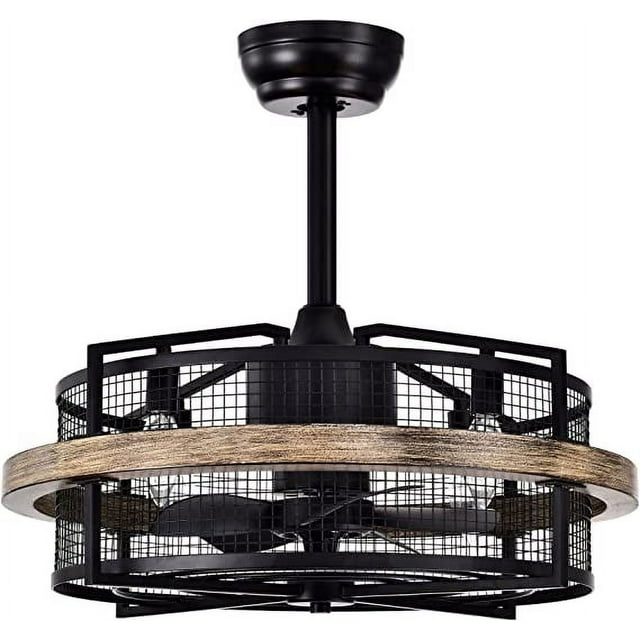 Parrot Uncle Ceiling Fan with Lights and Remote Control 20 inch Farmhouse Ceiling Fan with Caged