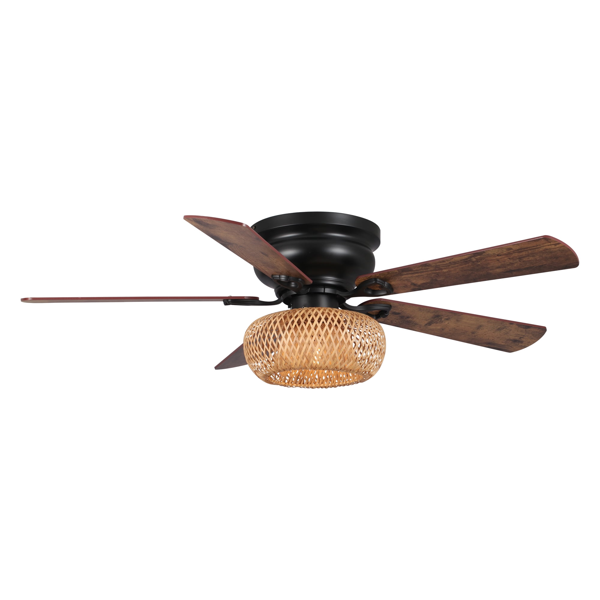 Parrot Uncle Ceiling Fan with Lights and Remote Control Farmhouse Ceiling  Fan with Light Black Flush Mount Ceiling Fan, 1 Bulb not Included. 48 inch  - Walmart.com, image size:2000x2000