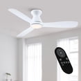 thumbnail image 1 of Parrot Uncle Ceiling Fans with Lights 52 Inch White Low Profile Ceiling Fan with Remote Control for Bedroom Flush Mounted, Dimmable LED Light, 1 of 9