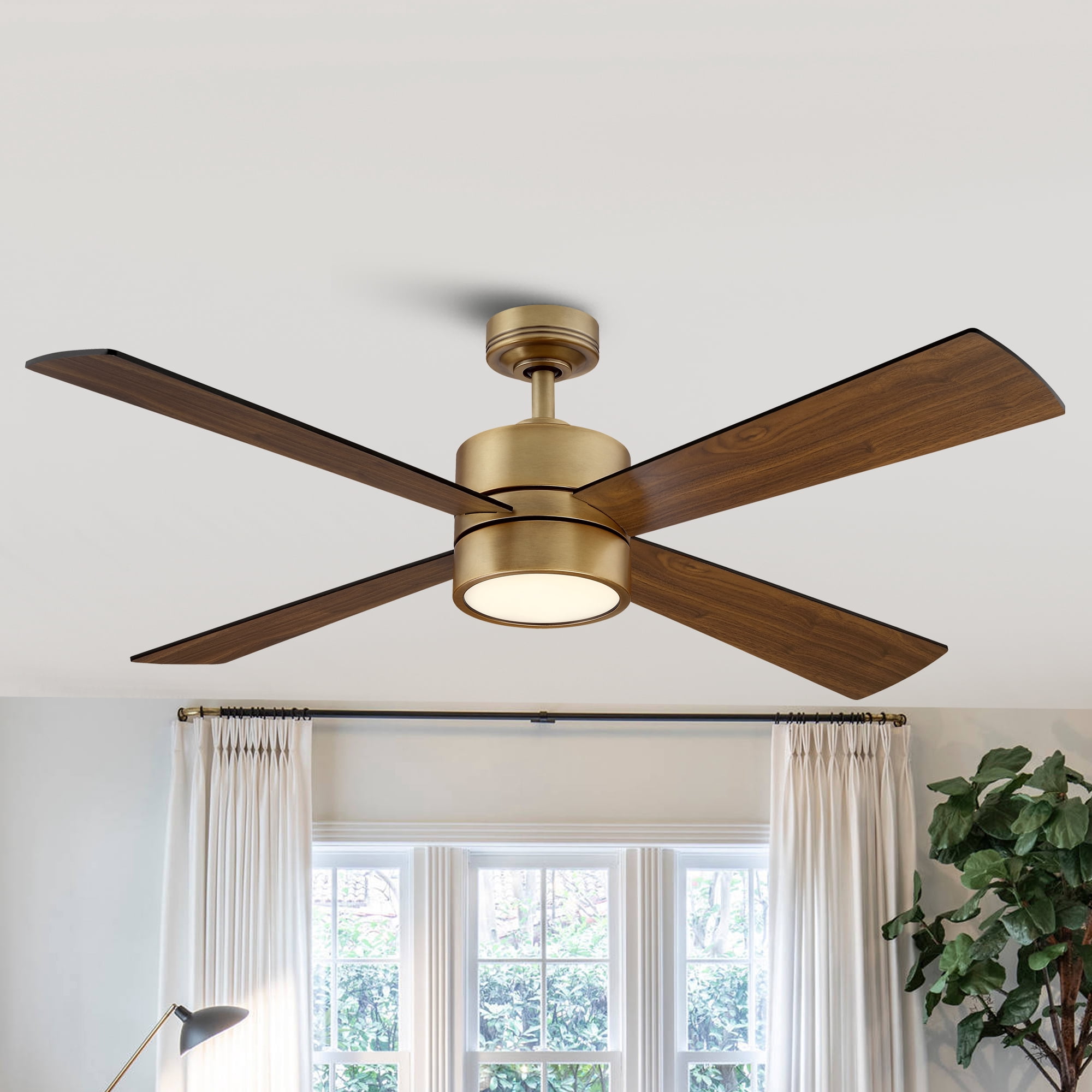 Parrot Uncle 52 Inch Brass Contemporary LED Ceiling Fan with Remote Control