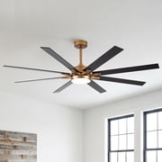Parrot Uncle 65-Inch Windmill Ceiling Fan with LED Lights and Remote, Antique Gold and Black