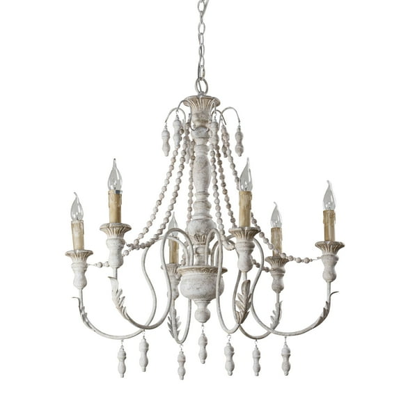Parrot Uncle Chandelier Light Fixture Rustic Hanging Ceiling Lights for Dining Room, Antique White