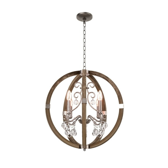 Parrot Uncle Chandelier Lights Rustic Wooden Ceiling Light Fixtures for Dining Room, Kitchen Island, Hallway, 4-Light