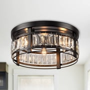 Parrot Uncle 13" Modern Industrial Flush Mount Ceiling Light Fixtures Black Hallway Light Fixture Ceiling Lamp for Kitchen, Dining Room, Foyer