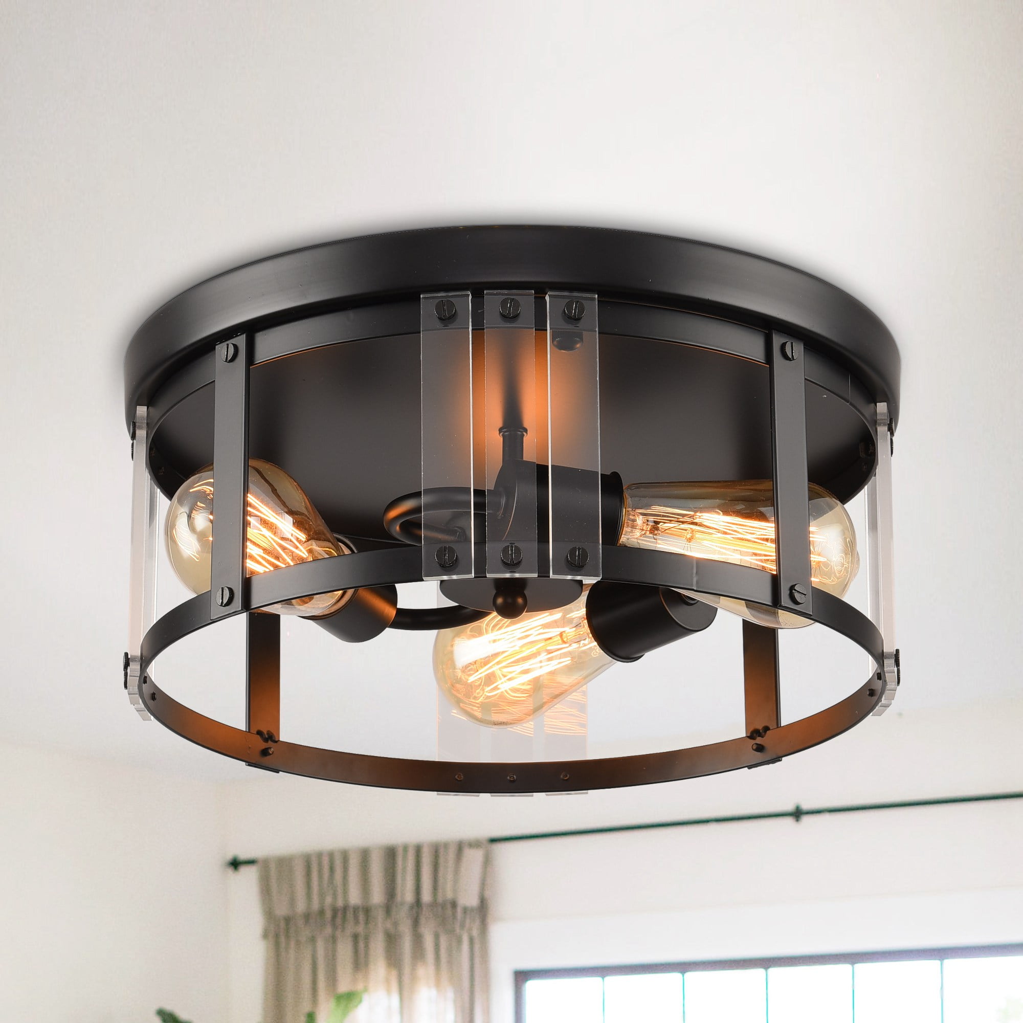 Parrot Uncle Flush Mount Ceiling Lights Farmhouse Black Kitchen Light ...