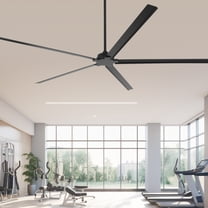 Parrot Uncle Industrial 84" Black 5-Blade Aluminum Windmill Ceiling Fan with Remote Control, Ceiling Fan without Light