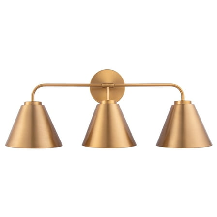 Modern 3-Light Gold Vanity Light with Glass Shade