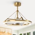 thumbnail image 1 of Parrot Uncle Modern 30" Brass LED Ceiling Fan with Lights, 6-Speed Reversible DC Motor, Dimmable Indoor Ceiling Fan, 1 of 12