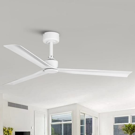 Parrot Uncle Modern 50" White 3-Blade Propeller Ceiling Fan Without Light, Remote Control Included