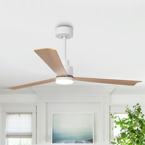 Parrot Uncle Modern 52" White Propeller LED Ceiling Fan with Remote Control, DC Motor Ceiling Fan