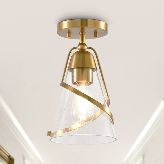 Photo inspiration: Compact Parrot Shades Stainless Reference: Parrot Uncle Modern 7 Gold 1 Light Semi Flush Mount