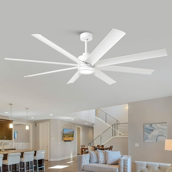 Parrot Uncle Modern 72" Windmill White LED Smart Ceiling Fan, Alexa, and App Control, 3-CCT Ceiling Fan