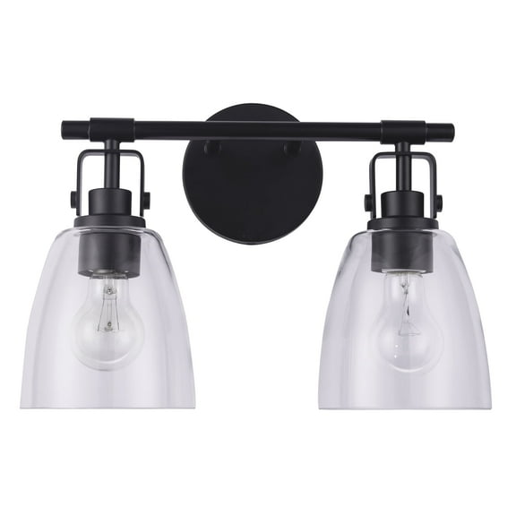 Modern Farmhouse 2-Light Black Vanity Light with Glass Shade