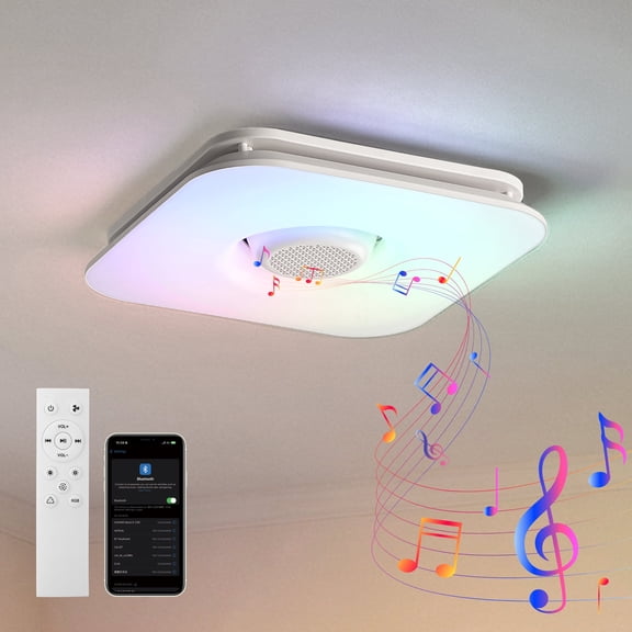 Parrot Uncle 110CFM Smart 12" White Bathroom Exhaust Fan, Dimmable 3CCT RGB LED Light, Bluetooth Speaker, Remote & App Control