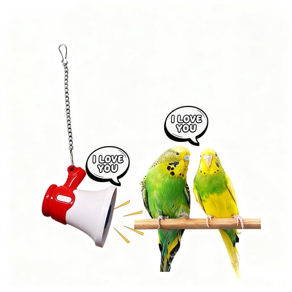 Parrot Voice Trainer Toy with Interactive Speech Coach for African Grey Budgie Cockatoo, Red Blue