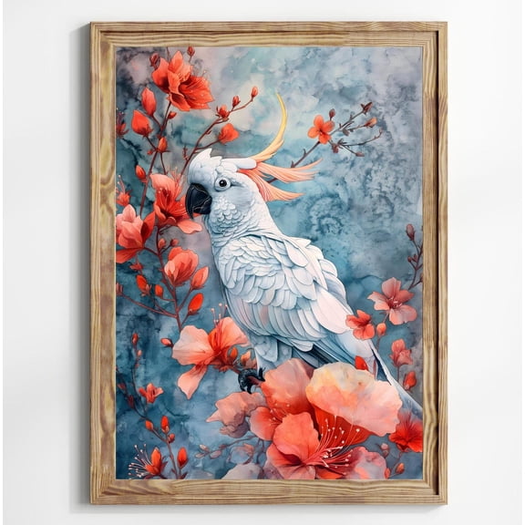Parrot Wall Art Floral Bird Art Tropical Wall Decor Jungle Illustration 2
