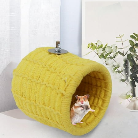 Parrot Warm Nest House Hanging Cotton Thick Cage Cave Hammock Bed Budgie Shed Hut for Parakeet Rats Lovebird Bird Hammock - Yellow screw