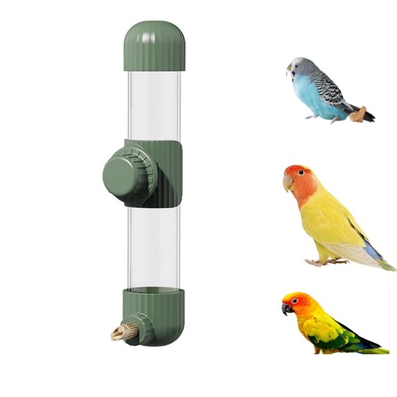 Parrot Waterer Dispenser,QZS Automatic Parrot Conure Cockatiel Water Dispenser,Portable Cage Accessories for Medium Small Birds,Green,1Pack