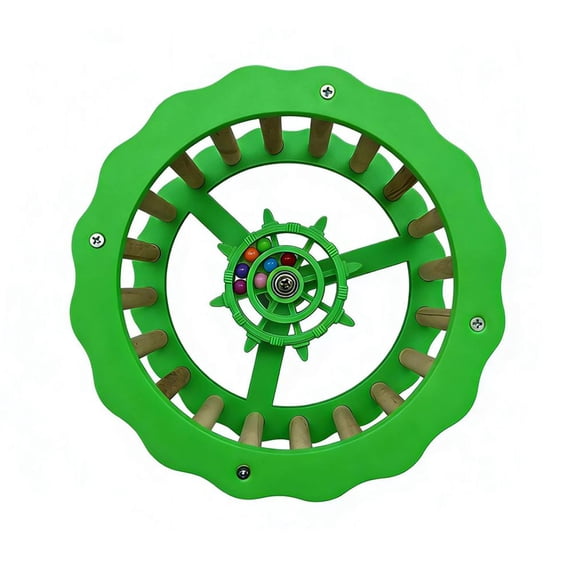 Parrot Wheel-Bird Stand Perch Toy,Interactive Rocking Parakeet Toy and Perch, Wooden Exercise Wheel Cockatiel Toys, Intelligence Puzzle Enrichment Toys,Bird Playground Play Stands,Cage Accessories
