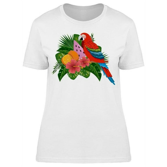 Parrot With Exotic Fruits T-Shirt Women -Image by Shutterstock, Female x-Large