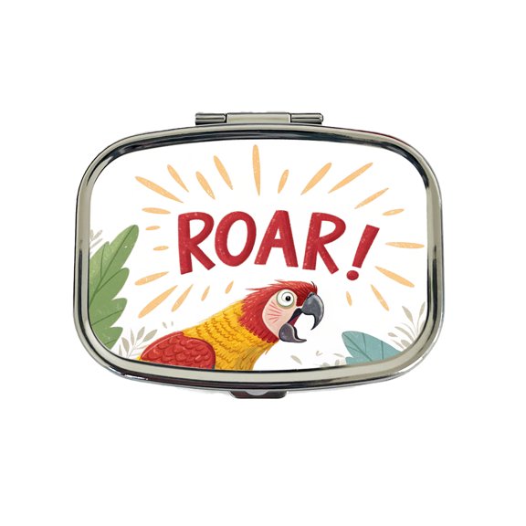 Parrot With Roar Bold Text Funny Small Travel Handbag Pill Box Case